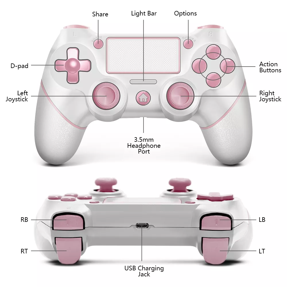 Wireless Pink Controller for PS4 with Touchpad and 3.5mm Audio Jack - Image 6