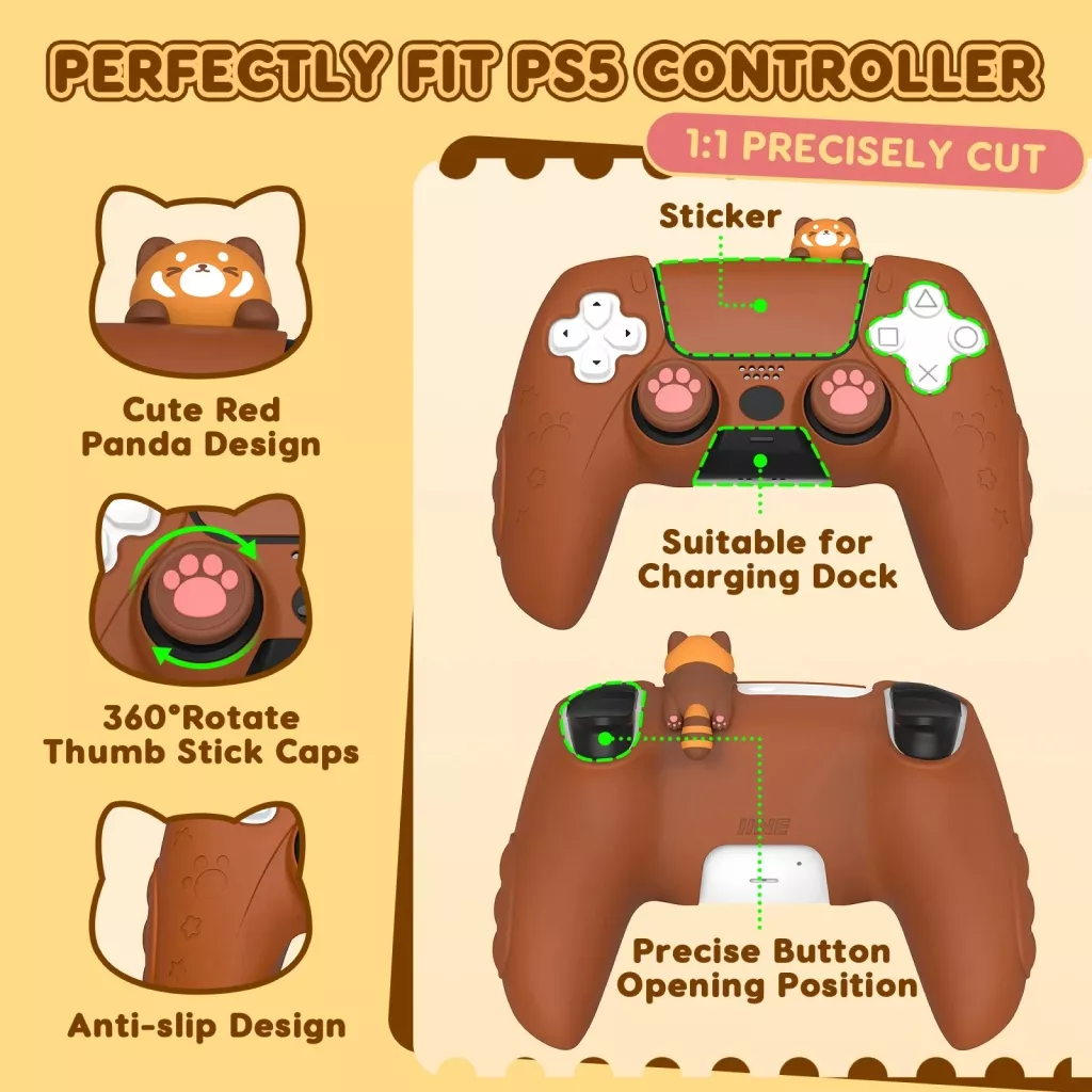 Red Panda Silicone Protective Case for PS5 Controller - Image 5