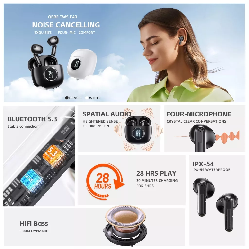 Wireless Bluetooth Earphones with HD Microphone & 60ms Low Latency - Image 6