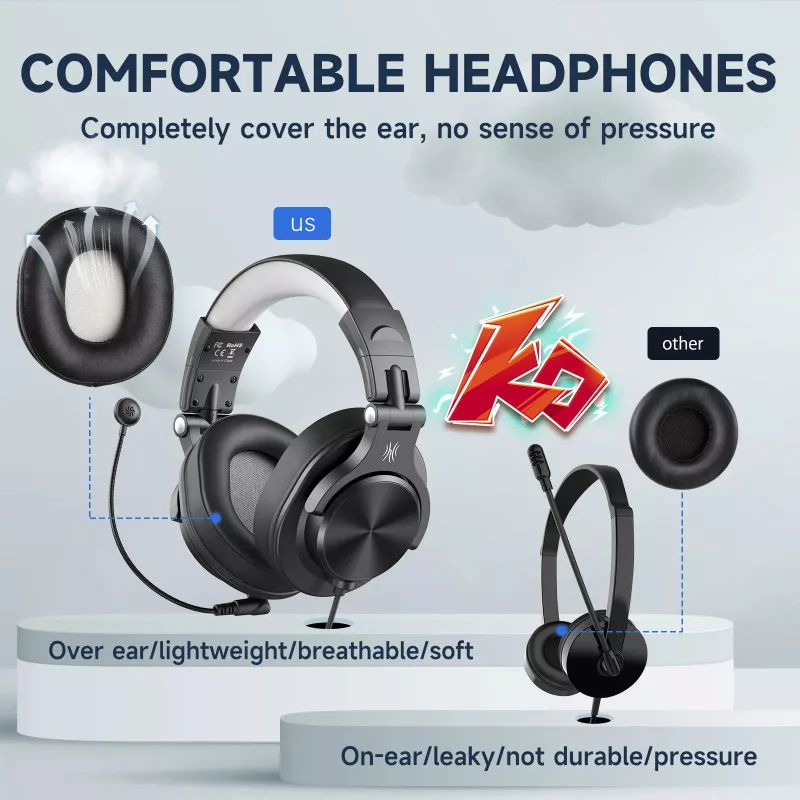 Wired Over-Ear Gaming Headset with Detachable Microphone - Image 2