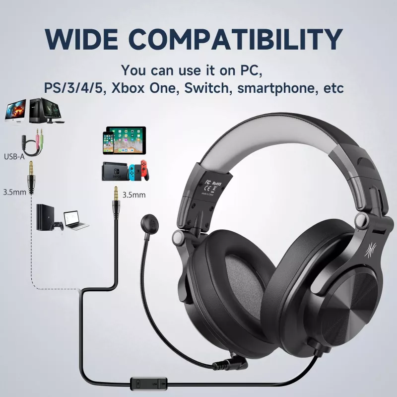 Wired Over-Ear Gaming Headset with Detachable Microphone - Image 3
