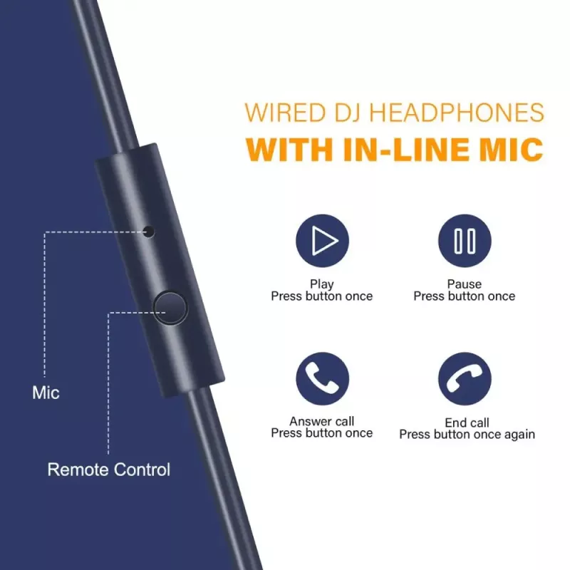 Wired DJ Headphones with 50mm Drivers & Detachable Microphone - Image 6