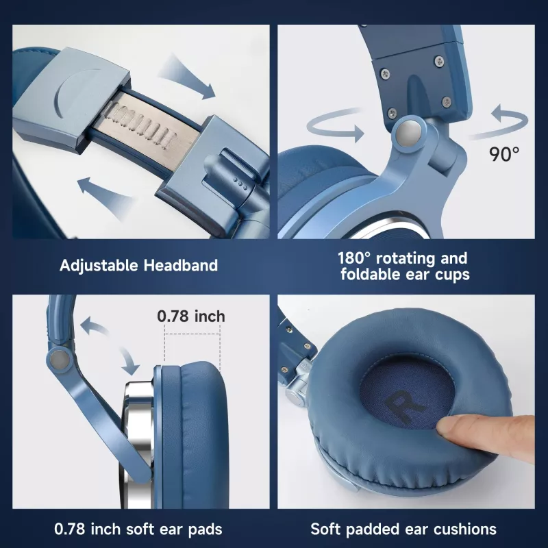 Wired DJ Headphones with 50mm Drivers & Detachable Microphone - Image 3