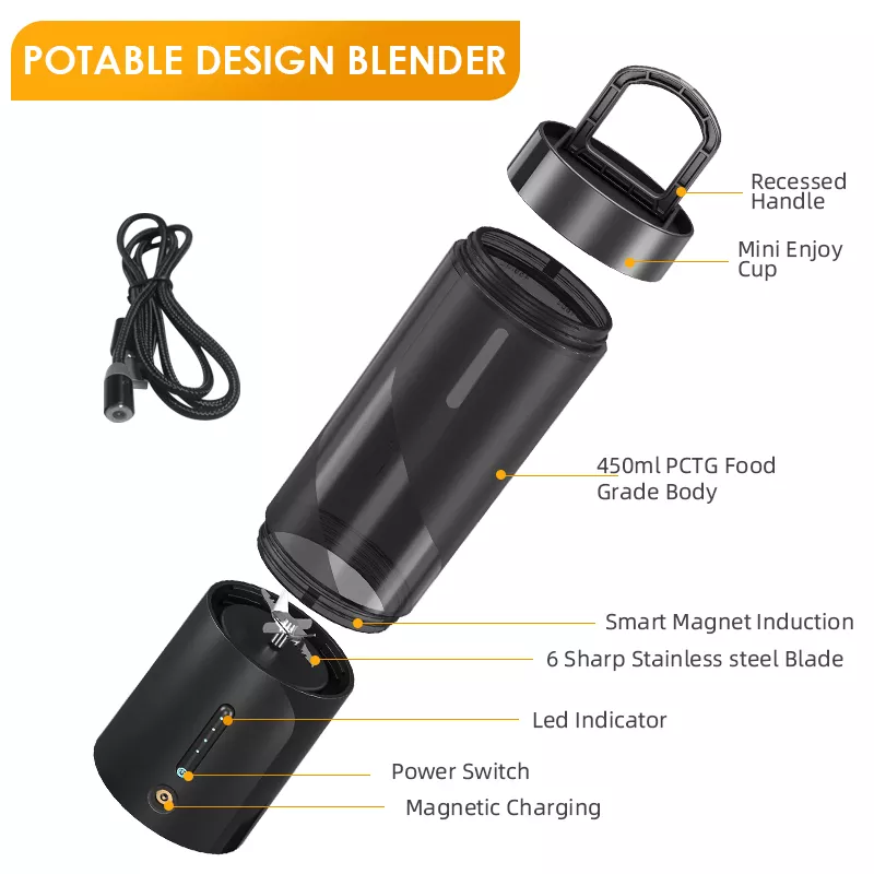 Portable Electric Mini Blender for Smoothies, Juices, and Shakes - 16 oz - Image 3