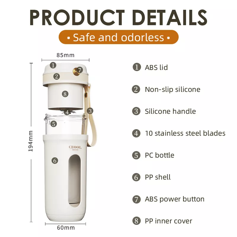 Portable USB Rechargeable Mini Blender with 10 Stainless Steel Blades - Image 7