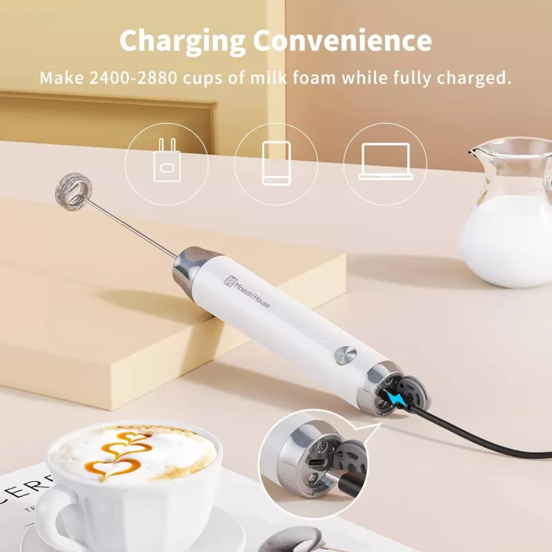 Electric Milk Frother with Detachable Whisk - Image 3