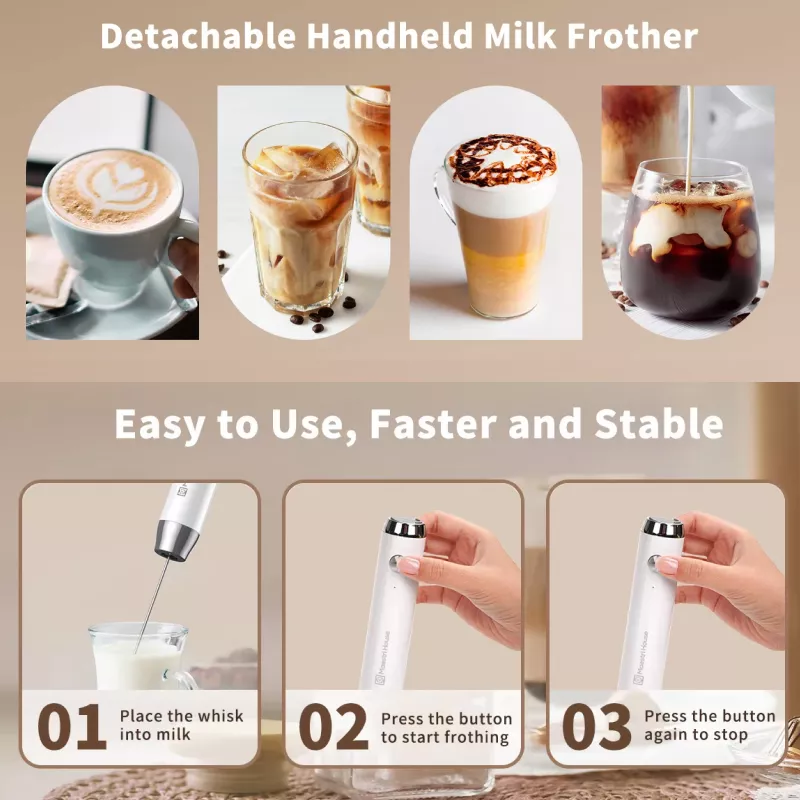 Electric Milk Frother with Detachable Whisk - Image 6