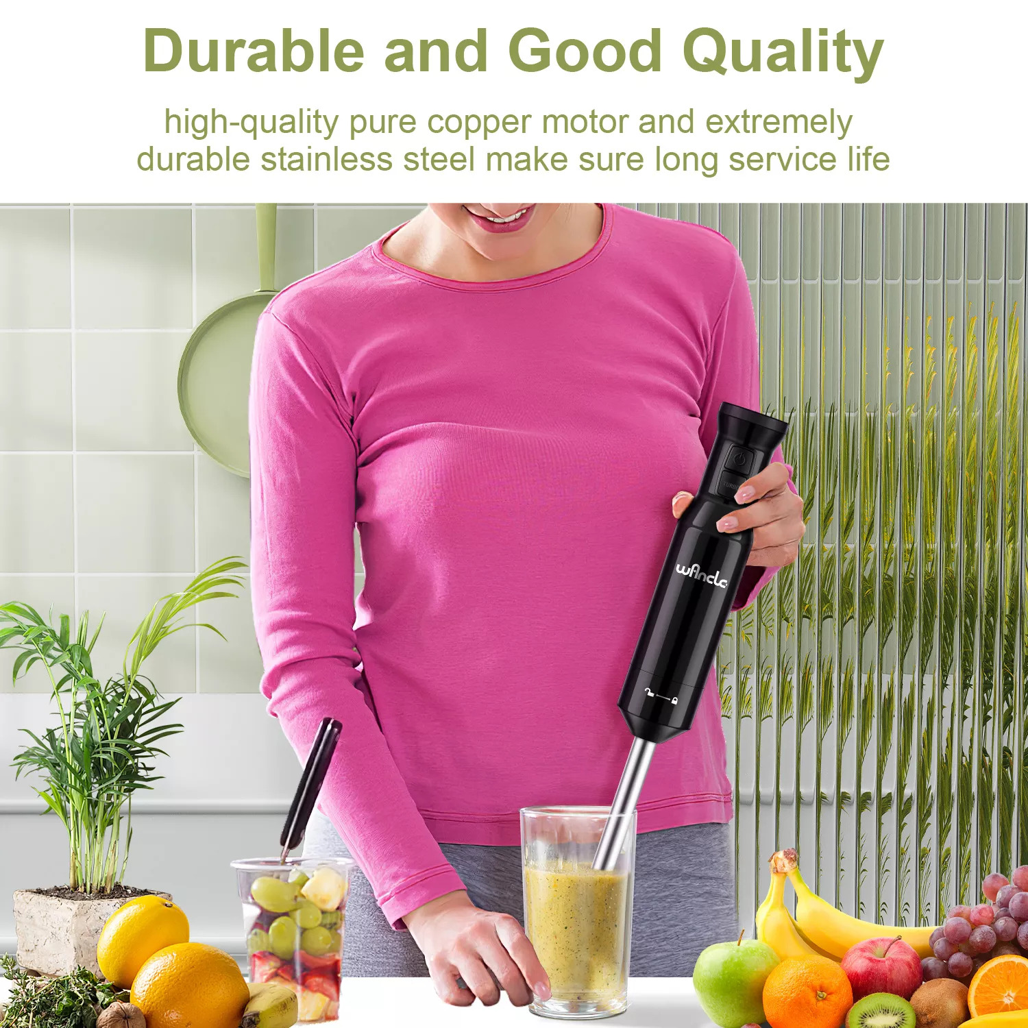 600W Electric Hand Blender with Turbo Function for Smoothies, Baby Food & More - Image 5