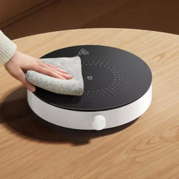 Induction Cooktop 2100W with 6 Heat Settings, Round Design, 8 Safety Protection