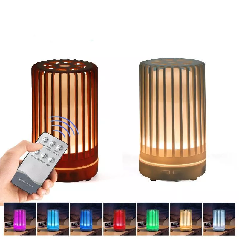 200ml Wood Grain Essential Oil Diffuser with Remote Control, USB Humidifier & LED Light