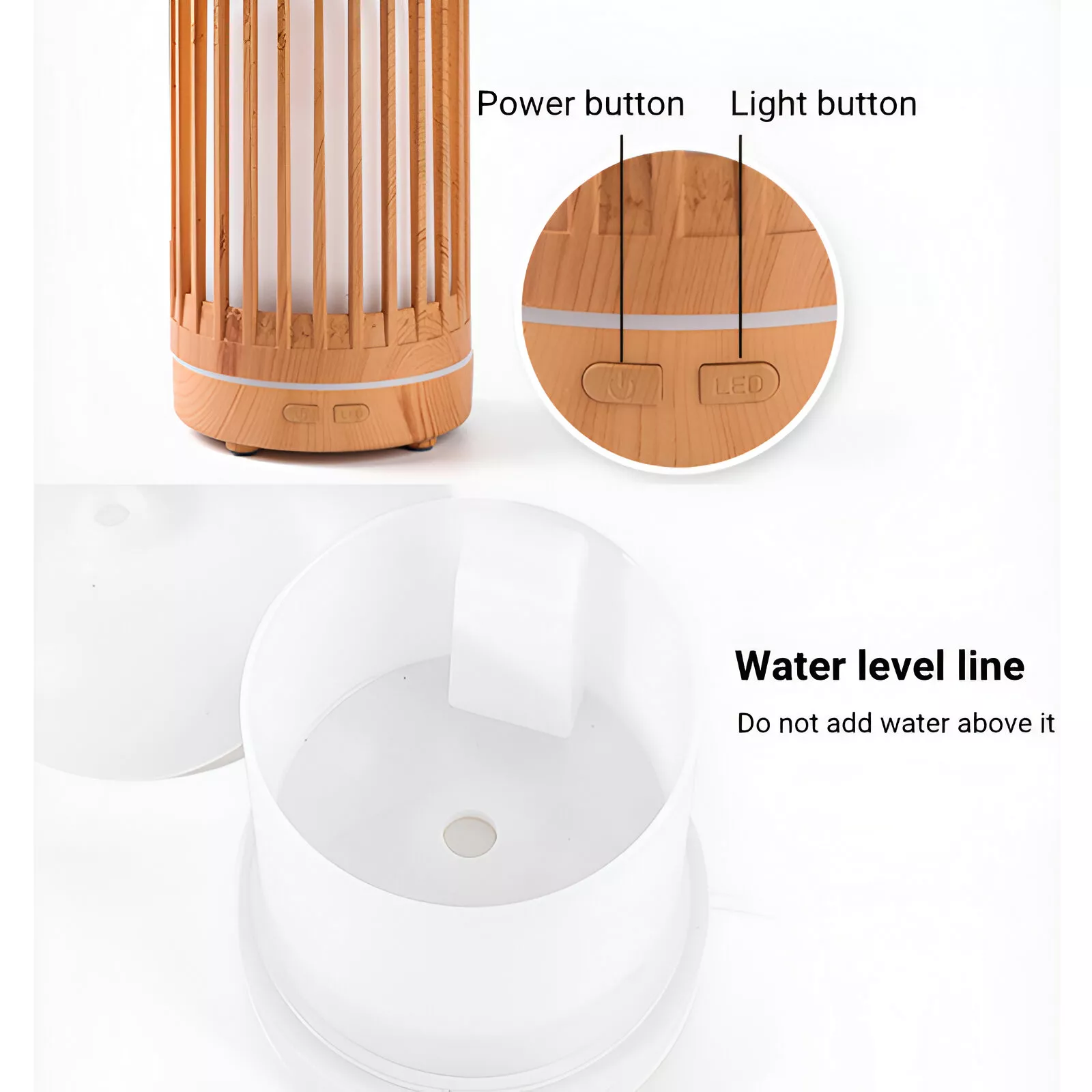 200ml Wood Grain Essential Oil Diffuser with Remote Control, USB Humidifier & LED Light - Image 3