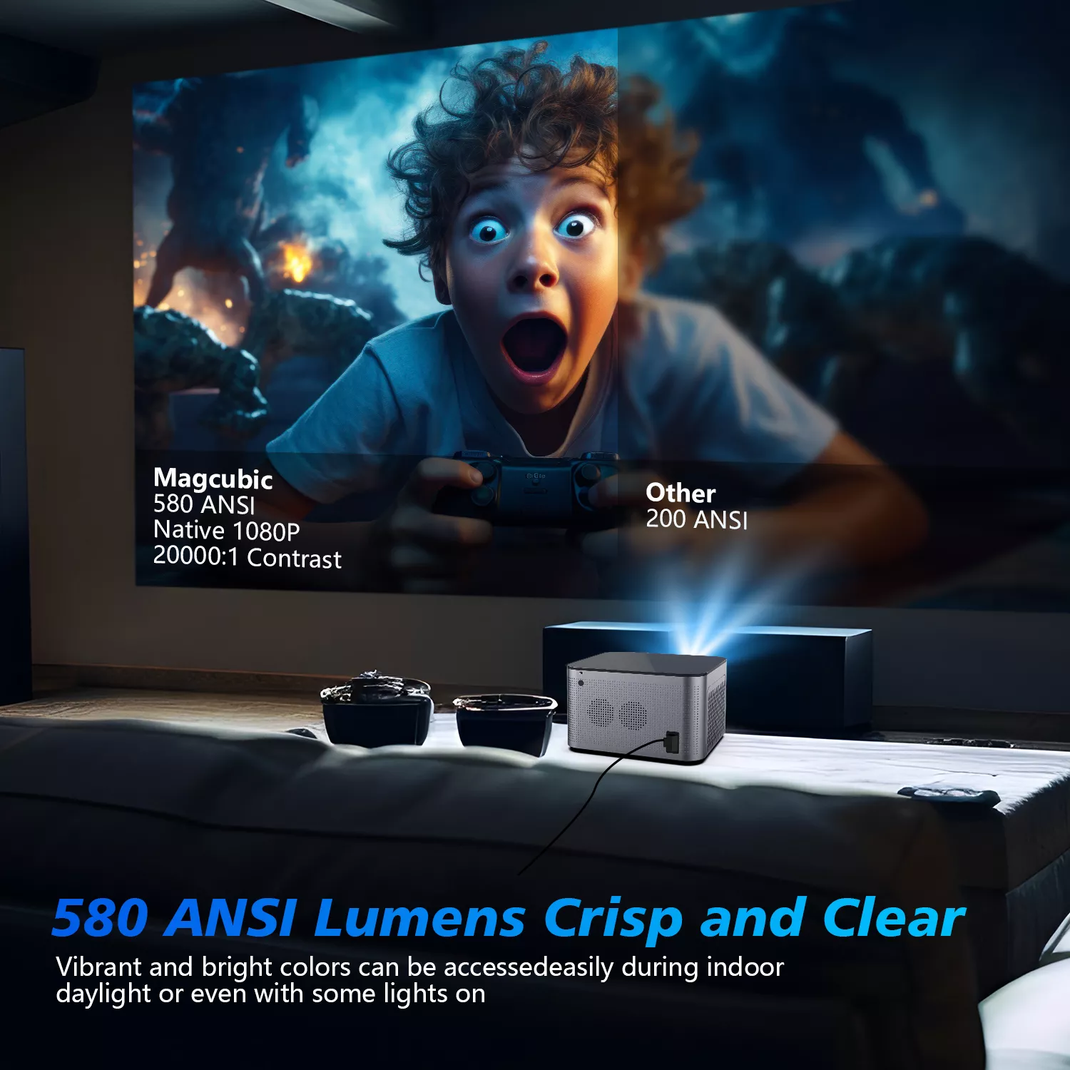 4K UHD Projector with Android 11, 1080P, WiFi 6, Bluetooth, Voice Control - Image 3