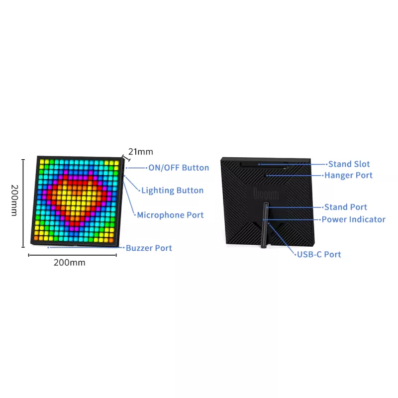 WiFi Pixel Art Digital Frame Clock with Social Media Tracker & LED Display - Image 7