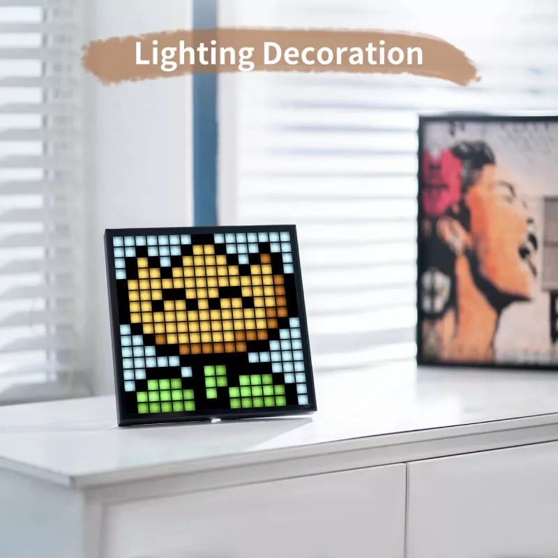WiFi Pixel Art Digital Frame Clock with Social Media Tracker & LED Display - Image 6