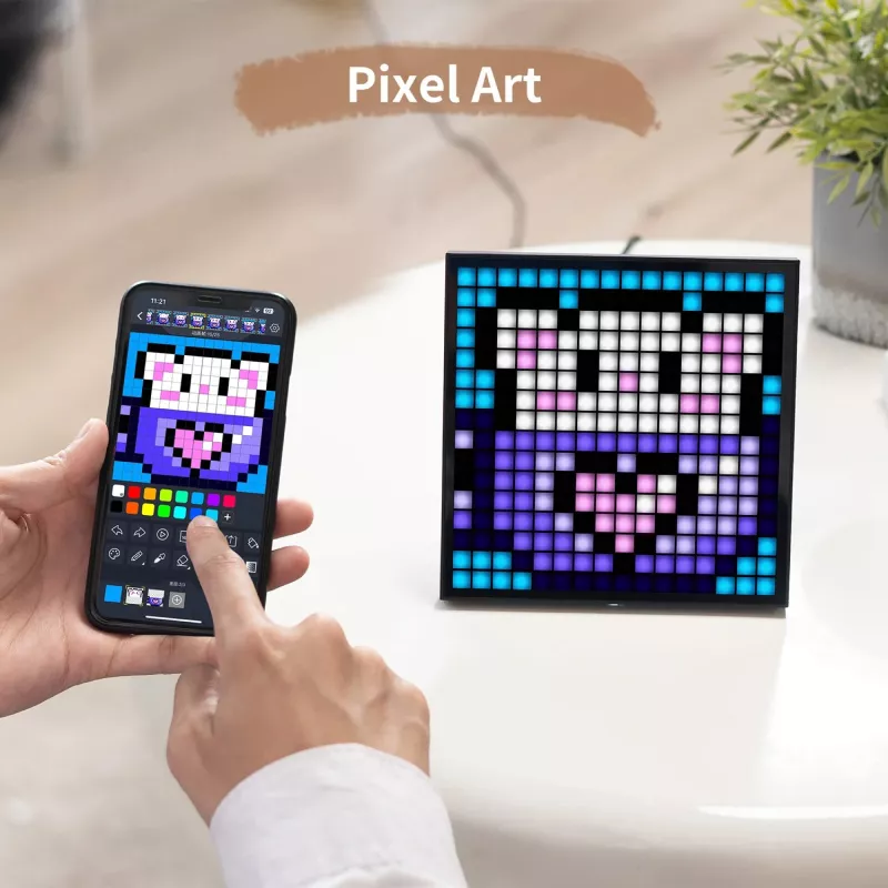 WiFi Pixel Art Digital Frame Clock with Social Media Tracker & LED Display - Image 4