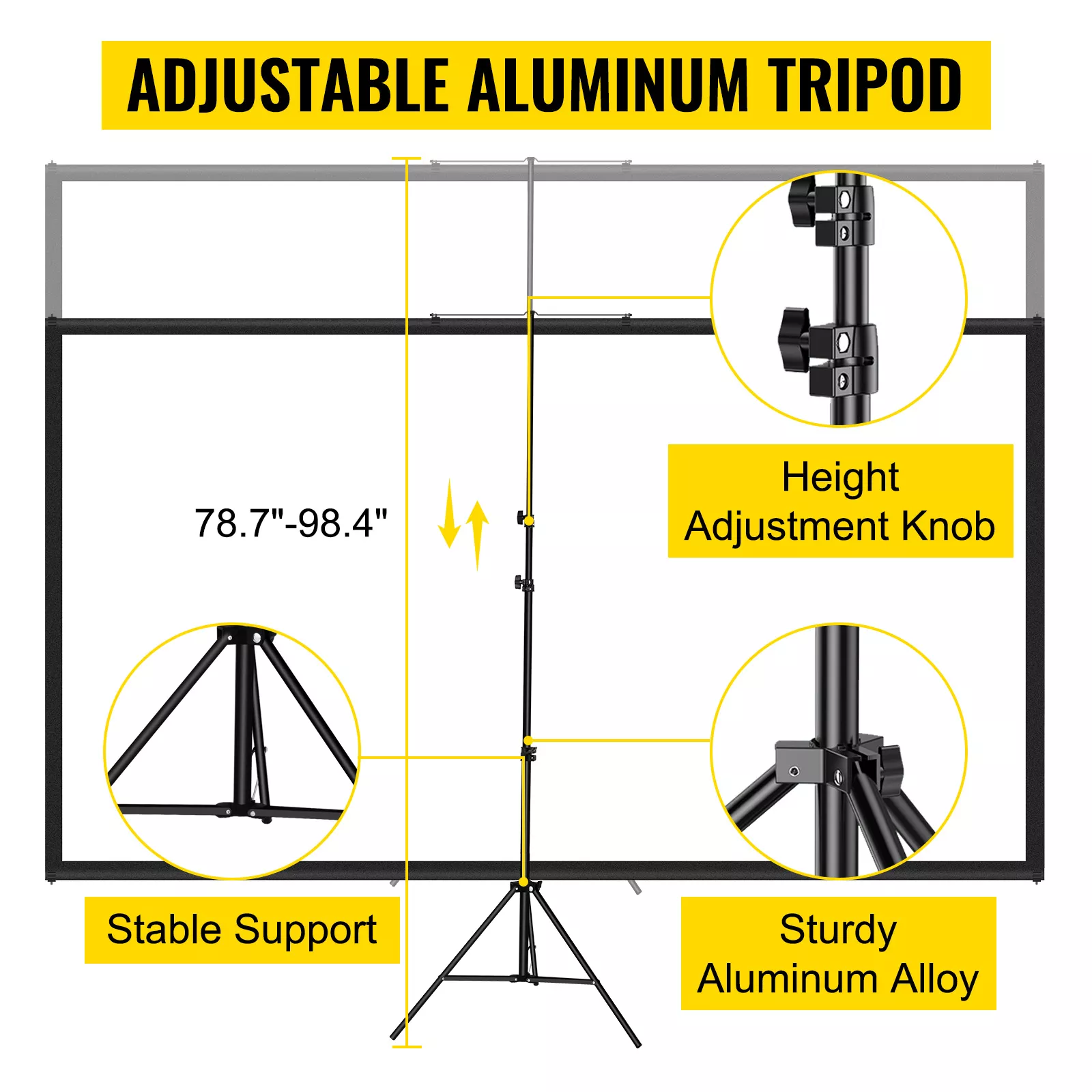 100-Inch Tripod Projector Screen 16:9 4K HD Portable for Indoor & Outdoor Use - Image 5
