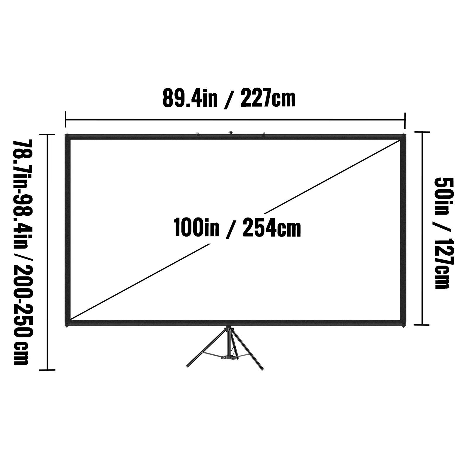 100-Inch Tripod Projector Screen 16:9 4K HD Portable for Indoor & Outdoor Use - Image 6