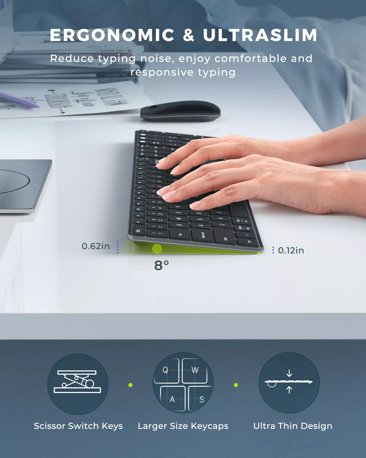 Wireless Bluetooth Keyboard and Mouse Combo with Multi-Device Connectivity - Image 2