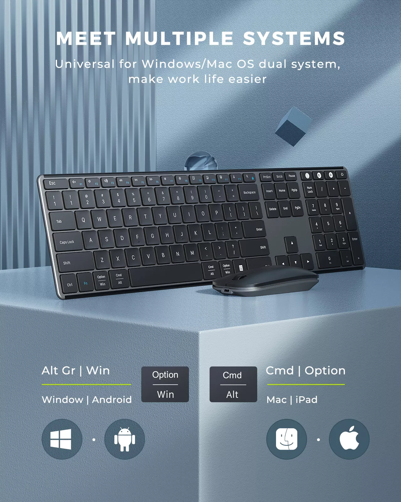 Wireless Bluetooth Keyboard and Mouse Combo with Multi-Device Connectivity - Image 3