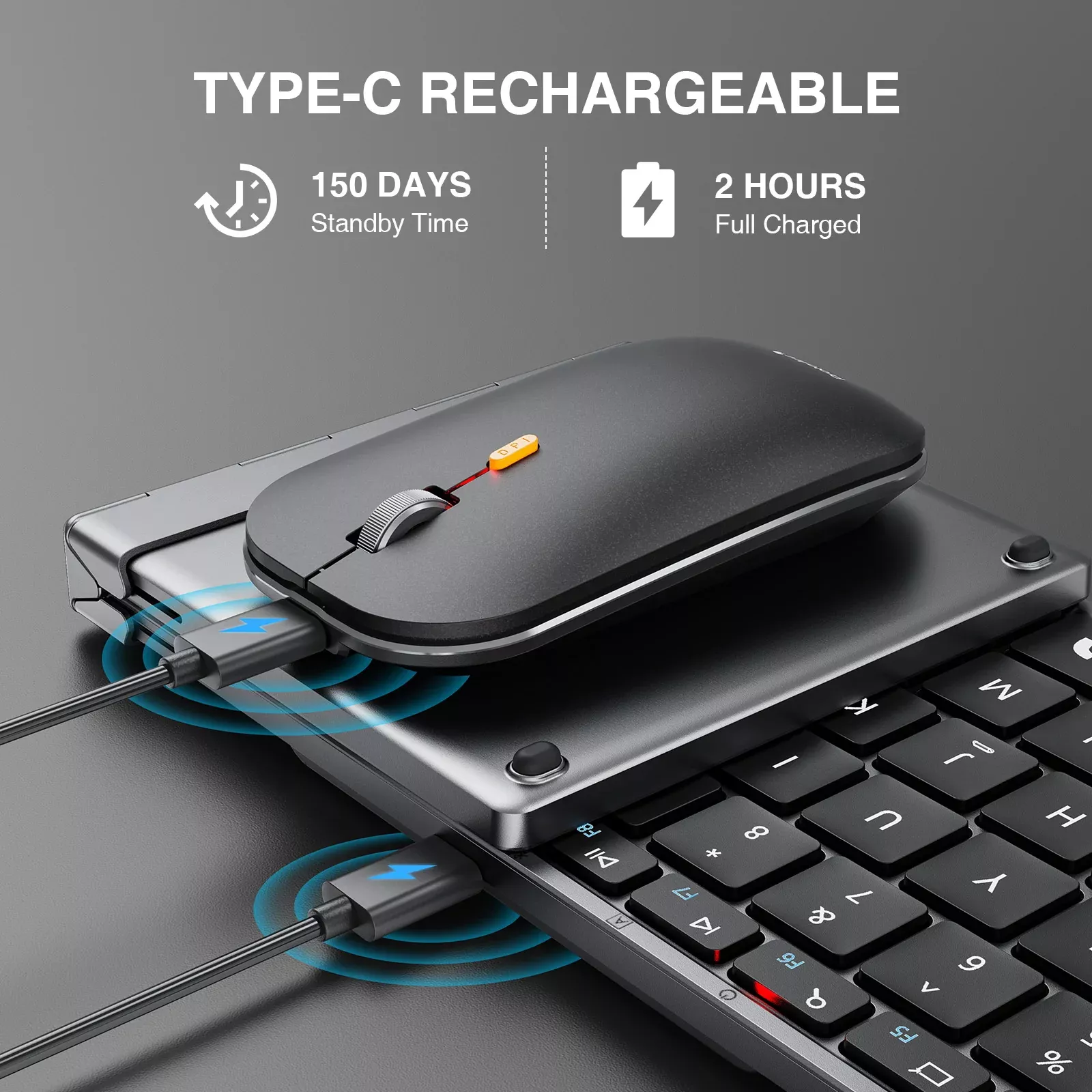 Tri-Fold Bluetooth Wireless Keyboard and Mouse Combo - Image 3