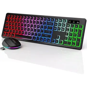 Wireless Backlit Keyboard and Mouse Combo - Rechargeable USB Cordless Set