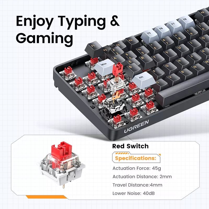 Mechanical Keyboard 108 Keys PBT Keycaps Wired Gaming Keyboard with Red Switches - Image 5