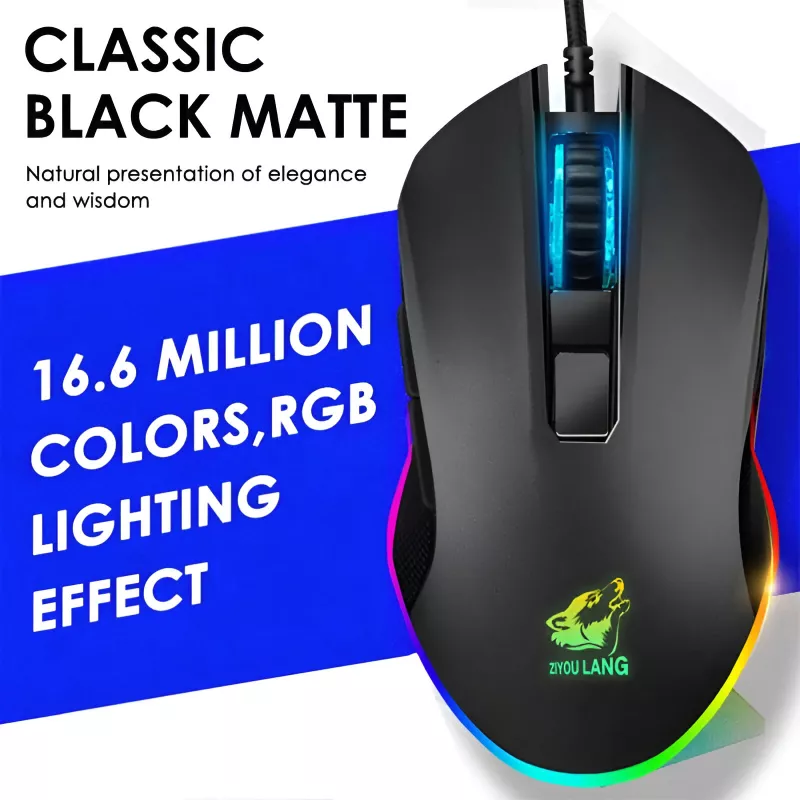 Wired Gaming Mouse with RGB Backlight, Adjustable DPI, 6 Buttons - Image 2