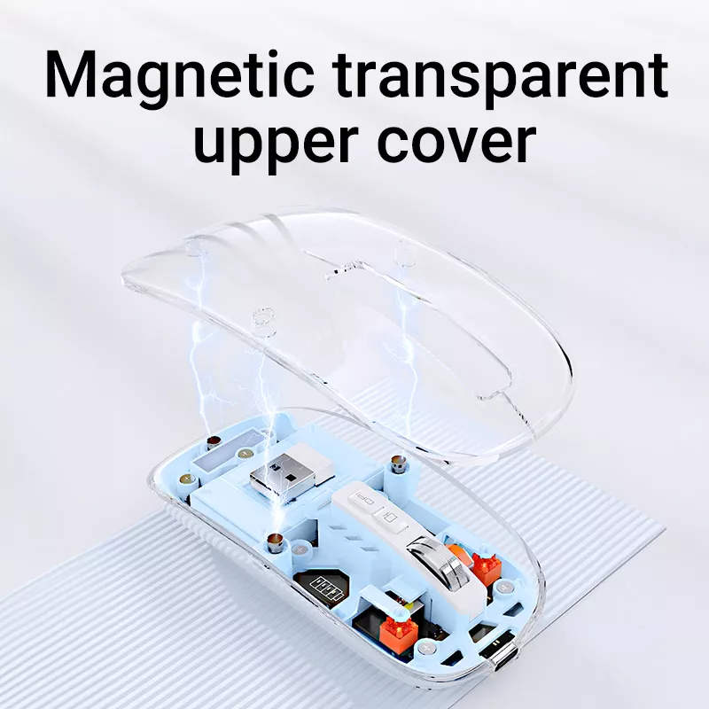 Acrylic Transparent Wireless Gaming Mouse with 2400 DPI and Colorful Lights - Image 3