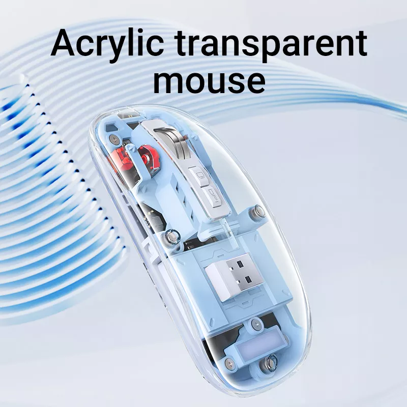 Acrylic Transparent Wireless Gaming Mouse with 2400 DPI and Colorful Lights - Image 2