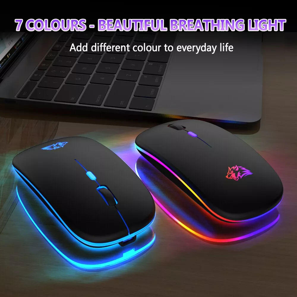Dual-Mode Wireless Bluetooth Mouse, Rechargeable RGB, Silent Click for PC, iPad, Laptop - Image 2