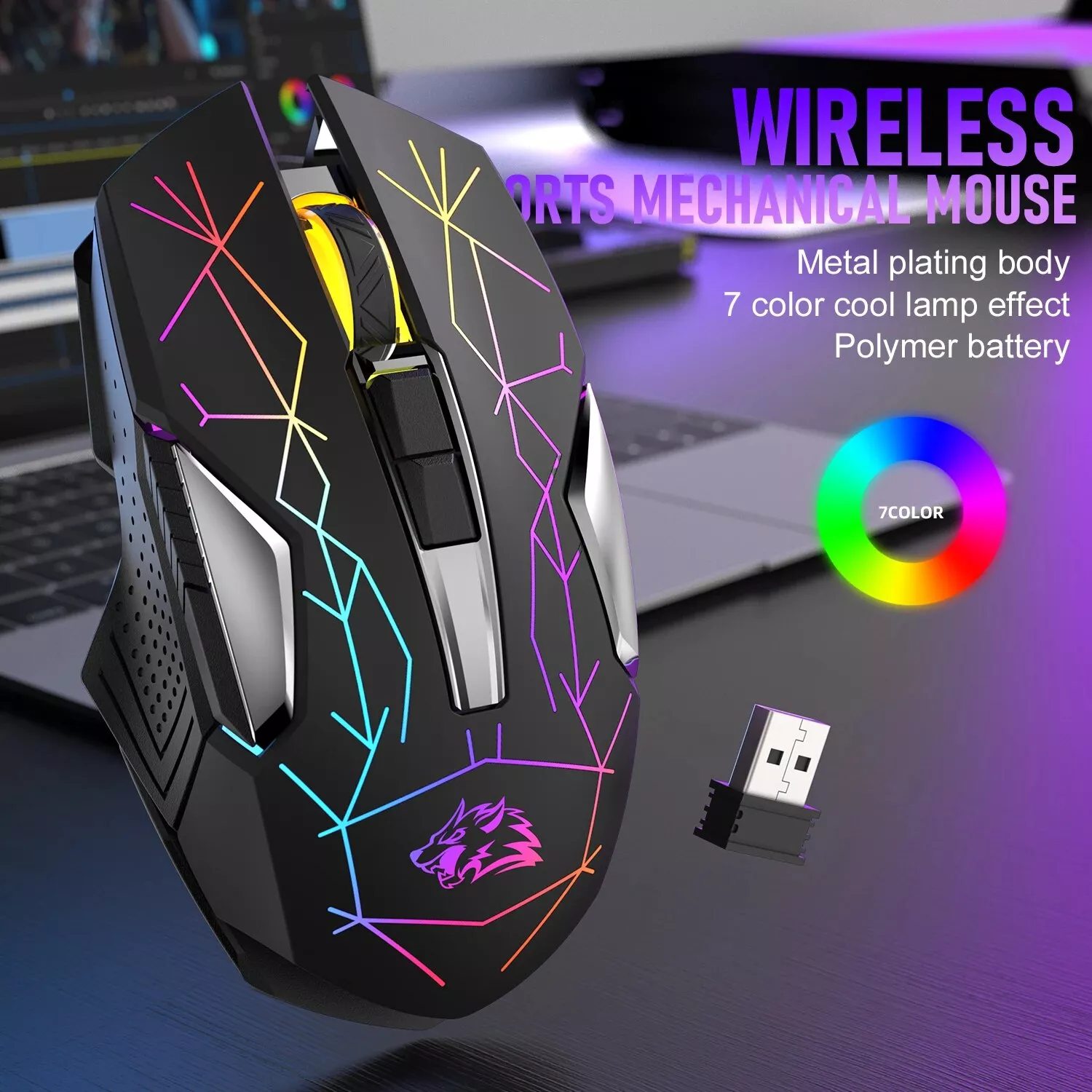 X18 Wireless RGB Gaming Mouse, Rechargeable, 2400 DPI, Ergonomic, for Windows & Mac - Image 2