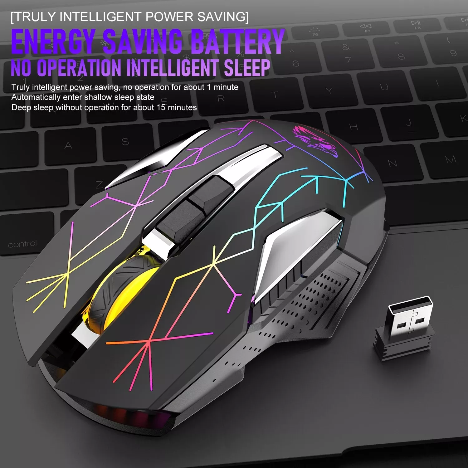 X18 Wireless RGB Gaming Mouse, Rechargeable, 2400 DPI, Ergonomic, for Windows & Mac - Image 6