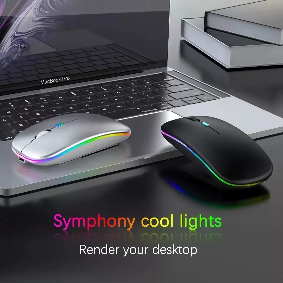 Wireless RGB Rechargeable Bluetooth Mouse with LED Backlight and 3600 DPI - Image 2