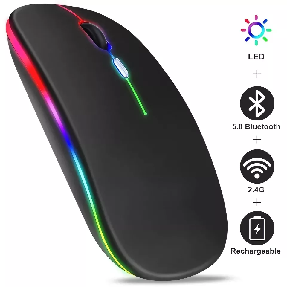 Wireless RGB Rechargeable Bluetooth Mouse with LED Backlight and 3600 DPI - Image 3