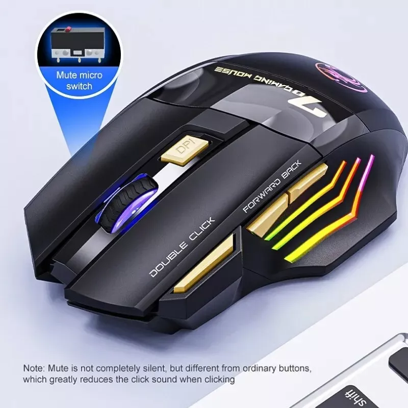 Wireless Gaming Mouse 3200DPI Dual Mode with LED & Silent Buttons - Image 3
