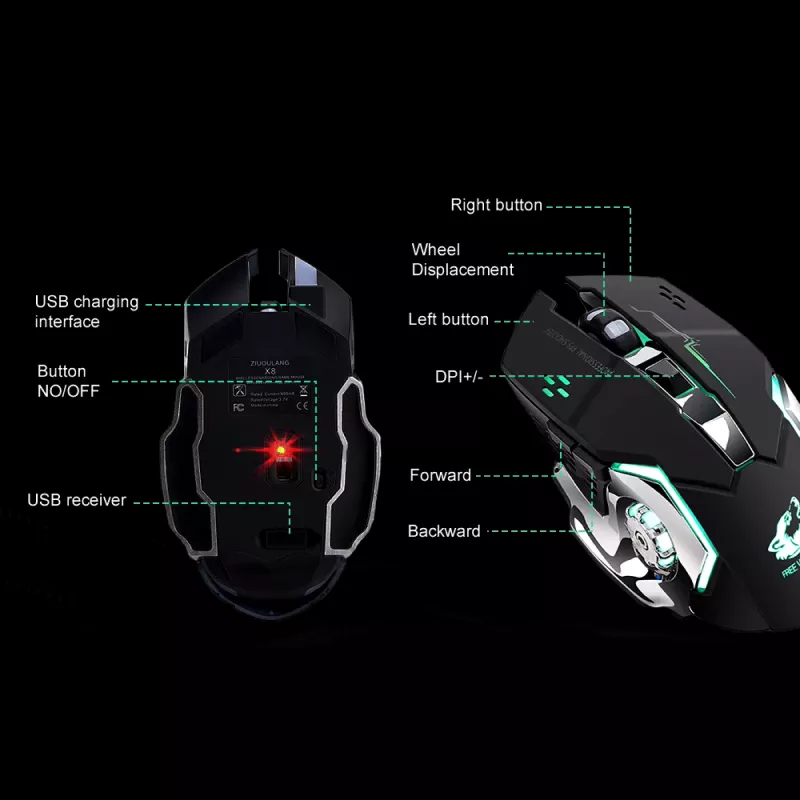 Wireless Rechargeable Gaming Mouse with Silent Click & Adjustable DPI - Image 5