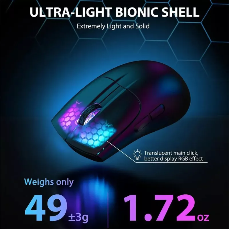 Wireless Gaming Mouse with RGB Lighting, Rechargeable & Adjustable DPI - Image 2