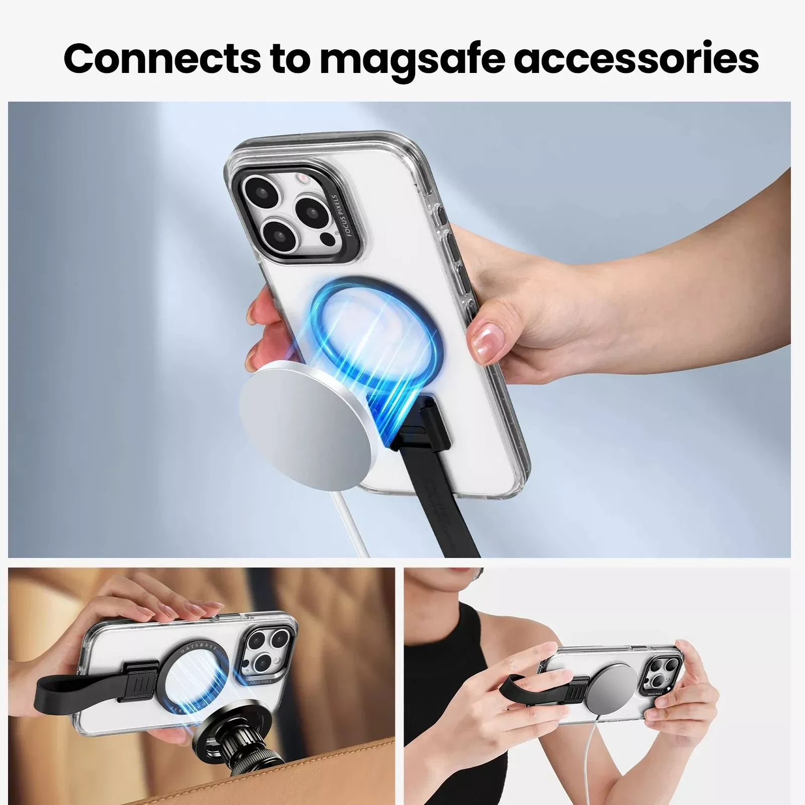 Magnetic iPhone Case with 360° Rotatable Ring Stand & Removable Lanyard - Image 2