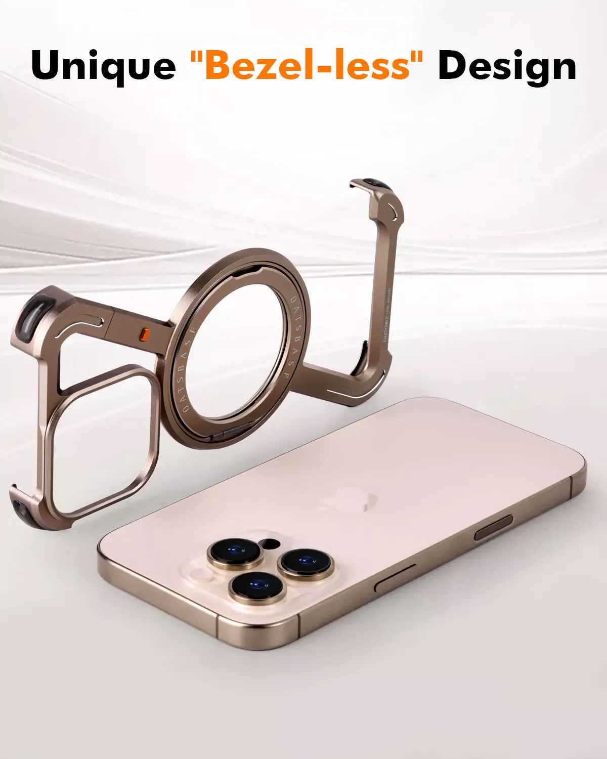 MagSafe Aluminum Frameless Phone Case for iPhone 16 Pro Max with 360° Ring Kickstand - Image 4