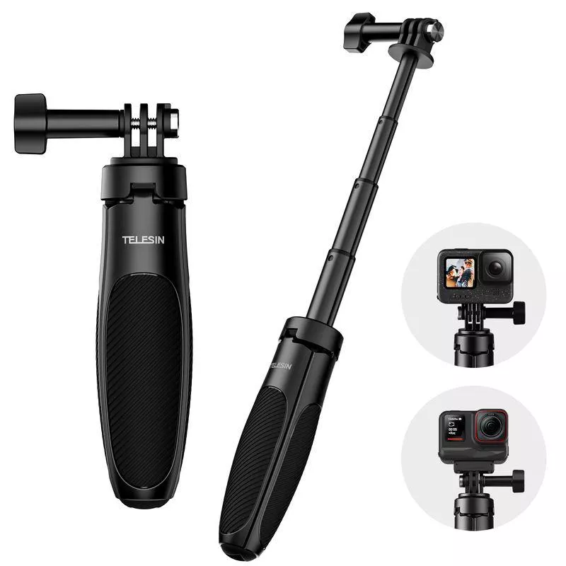 Compact Quick-Release Selfie Stick Tripod for Action Cameras - Image 6