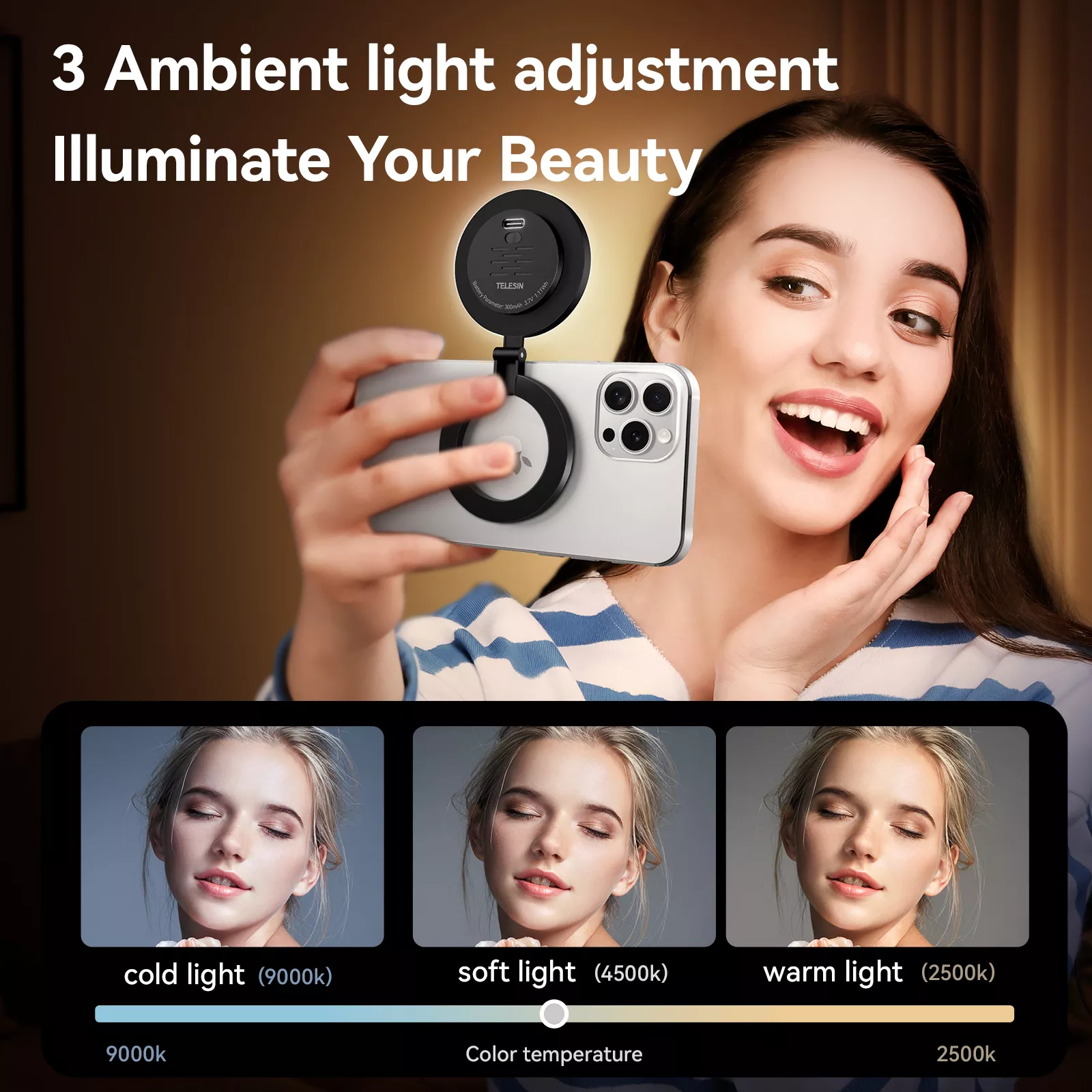 Magnetic Mini Selfie Light with Adjustable Brightness - Image 3