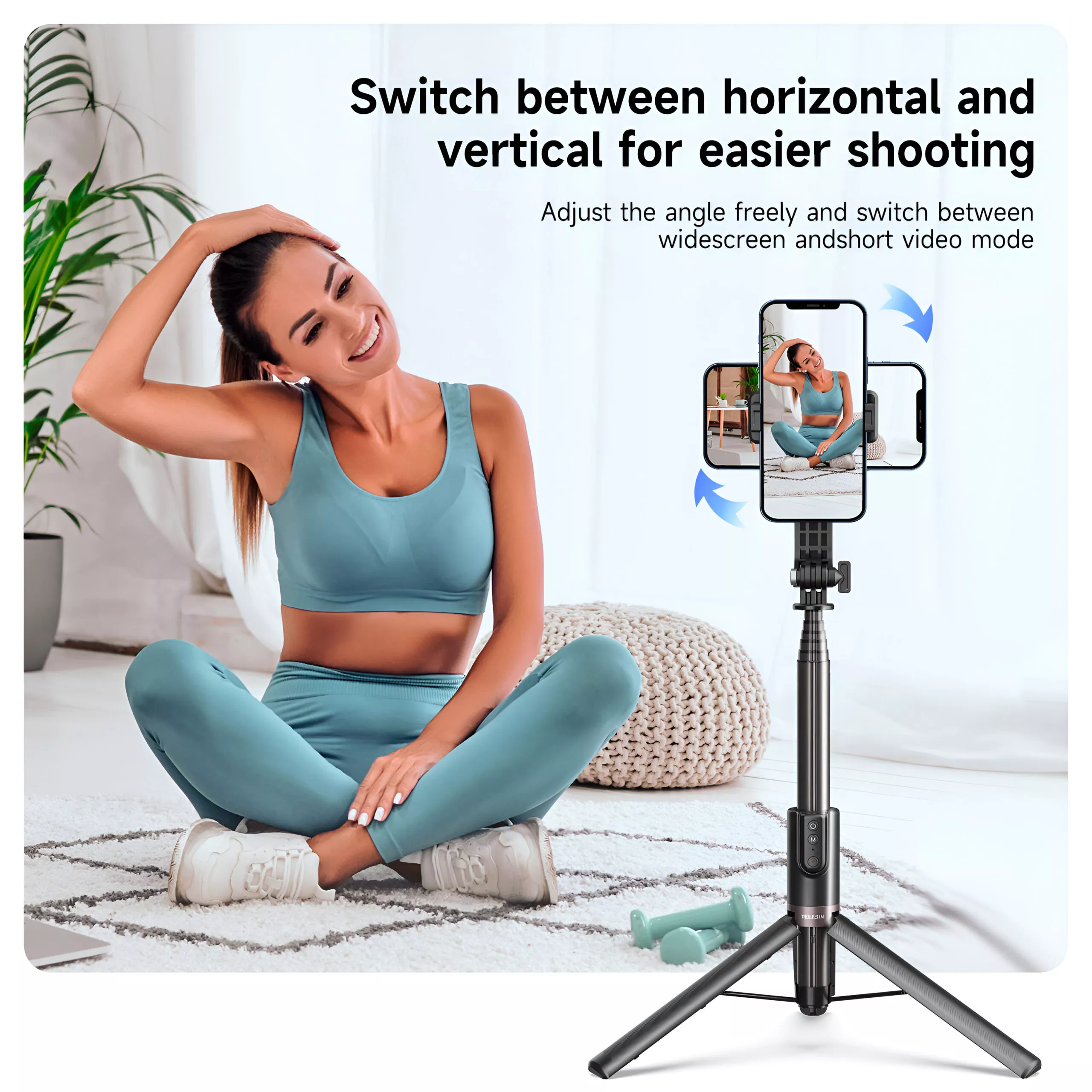 1.3M Extendable Selfie Stick Tripod with Wireless Bluetooth Remote Control - Image 4