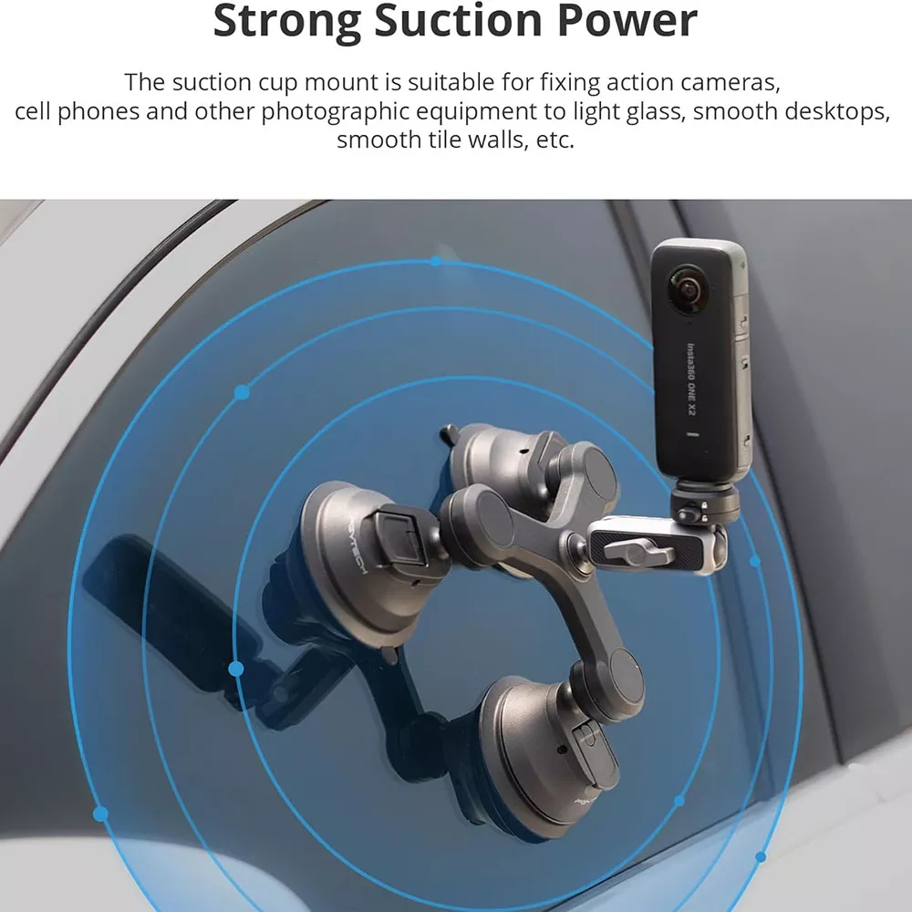 Triple Suction Cup Car Mount with 360° Rotation for Action Cameras & Smartphones - Image 2