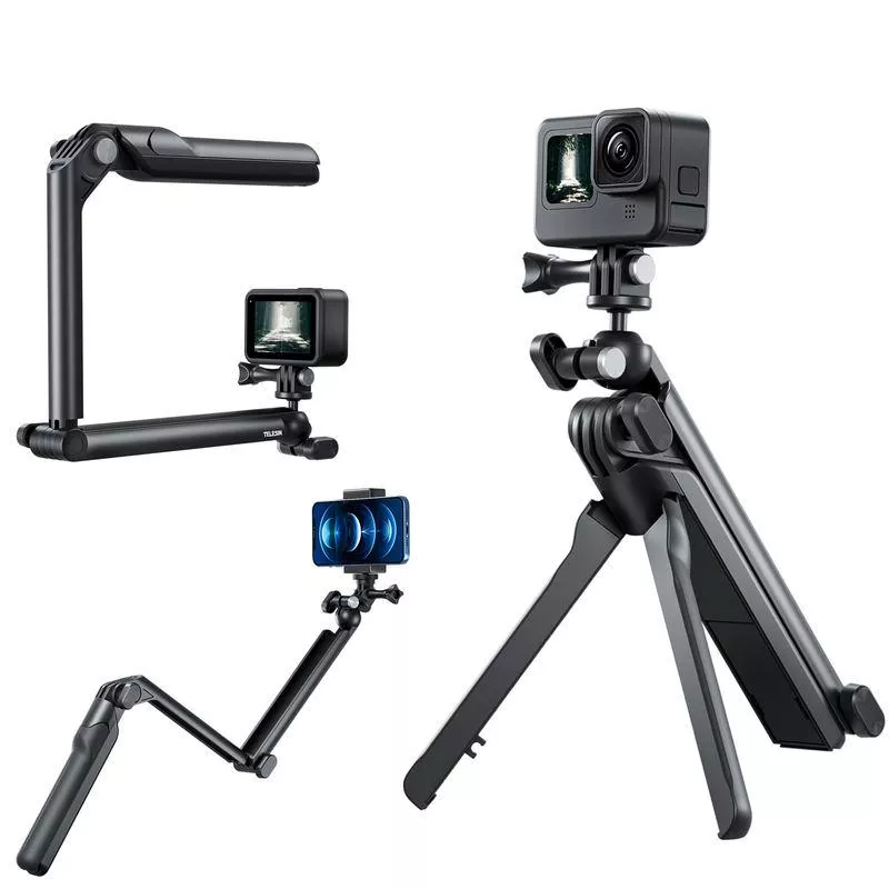 4-in-1 Selfie Stick with Tripod, Adjustable Hand Grip & 360° Rotation for Cameras & Phones