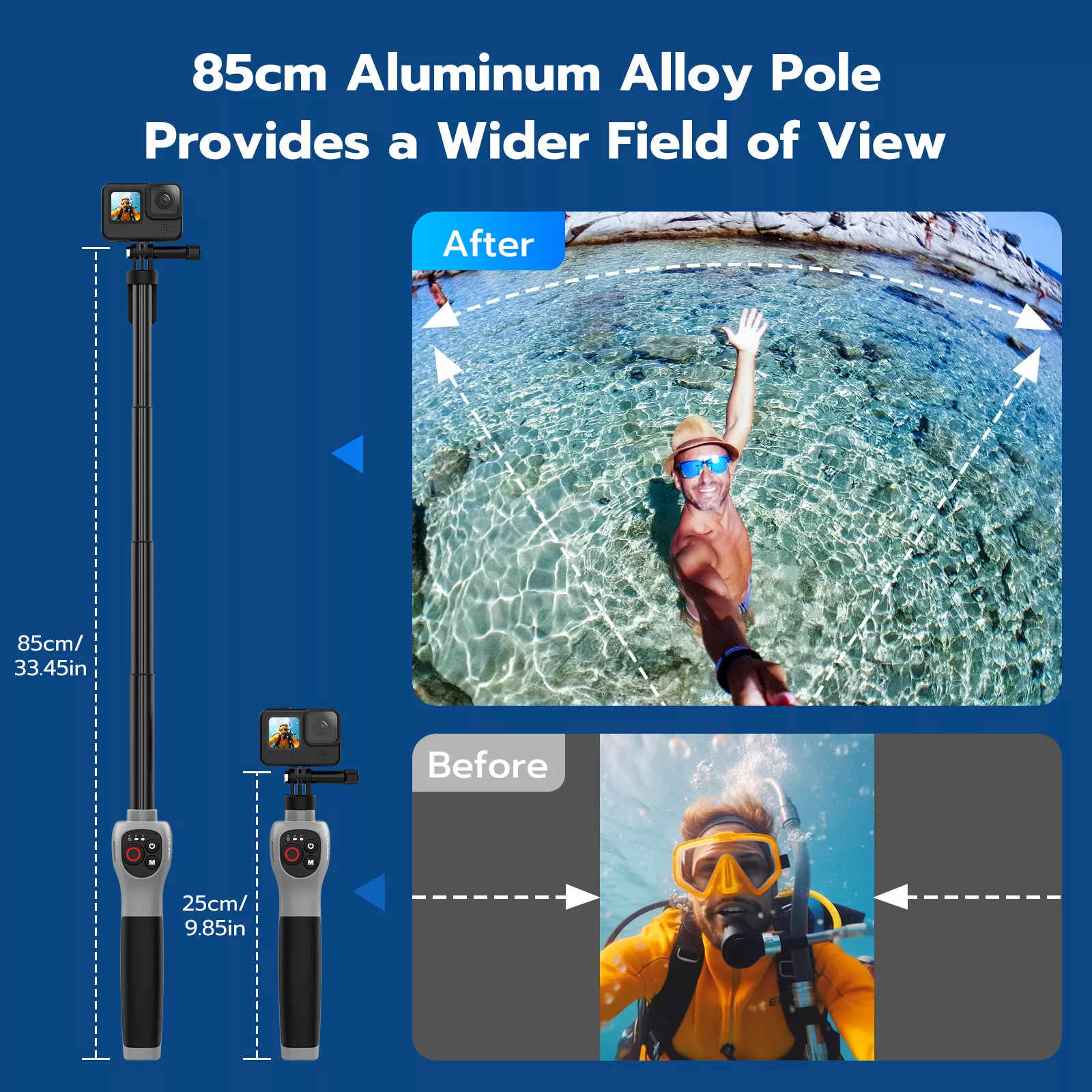 Waterproof Extendable Underwater Selfie Stick with Bluetooth Remote Control - Image 4
