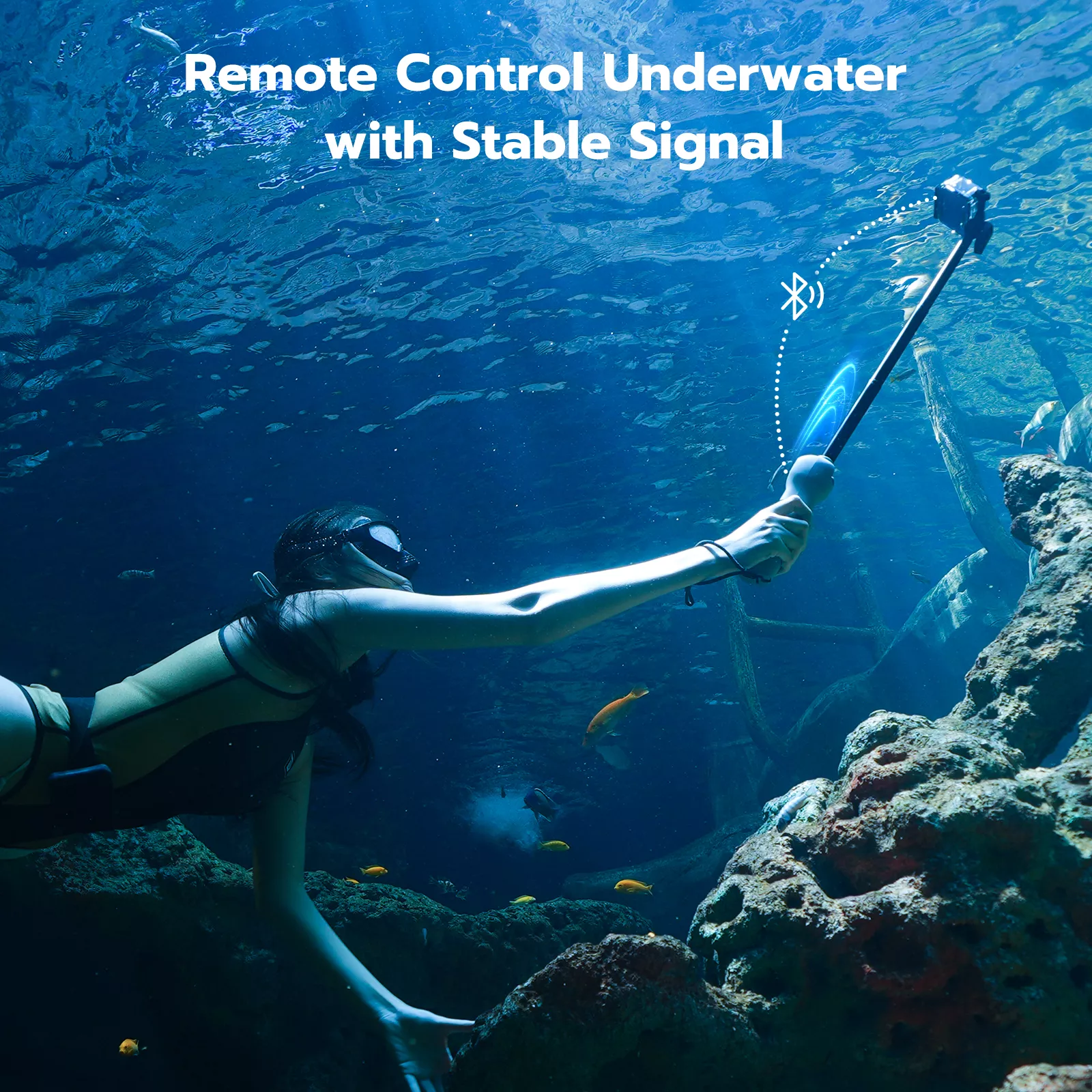 Waterproof Extendable Underwater Selfie Stick with Bluetooth Remote Control - Image 3
