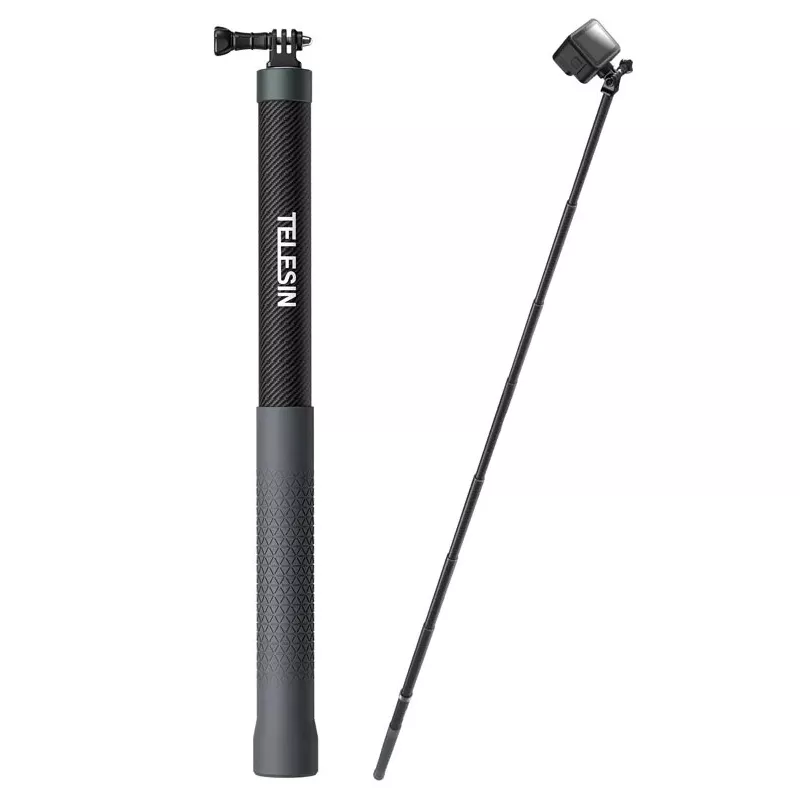 Extendable Carbon Fiber Selfie Stick Monopod for GoPro, Insta360, DJI Action Cameras
