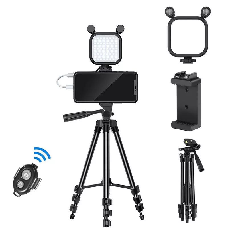 Rechargeable Vlogging Kit with Microphone, LED Light & Wireless Control