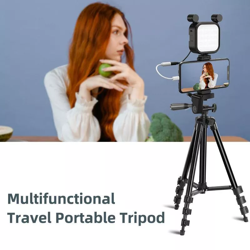 Rechargeable Vlogging Kit with Microphone, LED Light & Wireless Control - Image 2