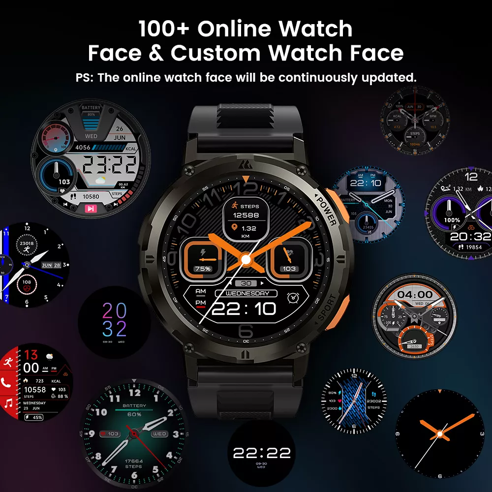 Military Smartwatch for Men, Ultra Fitness Watch with Bluetooth Call & 5ATM Waterproof - Image 2